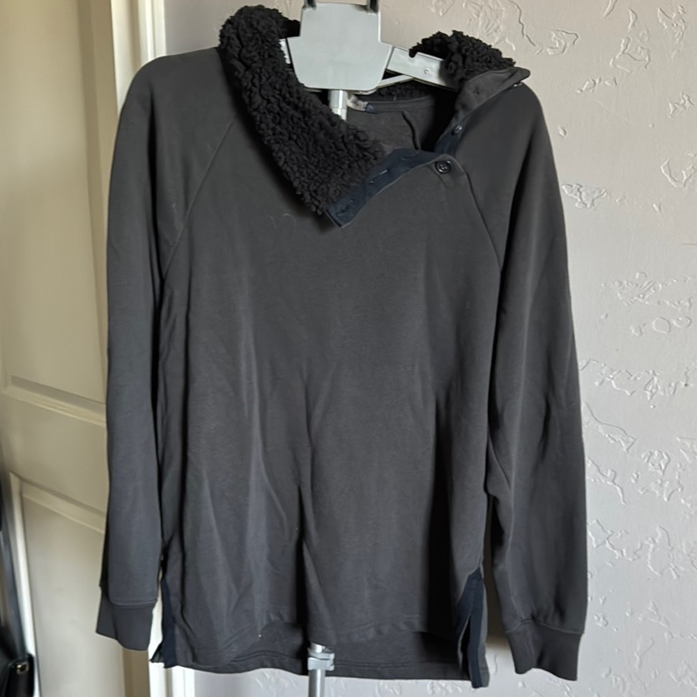 Men's Black Sweater with Sherpa Collar